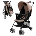 HONEY JOY Lightweight Stroller, Compact Travel Stroller for Airplane, Toddler Fold Pushchair w/Adjustable Canopy & Backrest, Storage Basket, Umbrella Stroller for Infants (Coffee)
