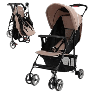 HONEY JOY Lightweight Stroller, Compact Travel Stroller for Airplane, Toddler Fold Pushchair w/Adjustable Canopy & Backrest, Storage Basket, Umbrella Stroller for Infants (Coffee)