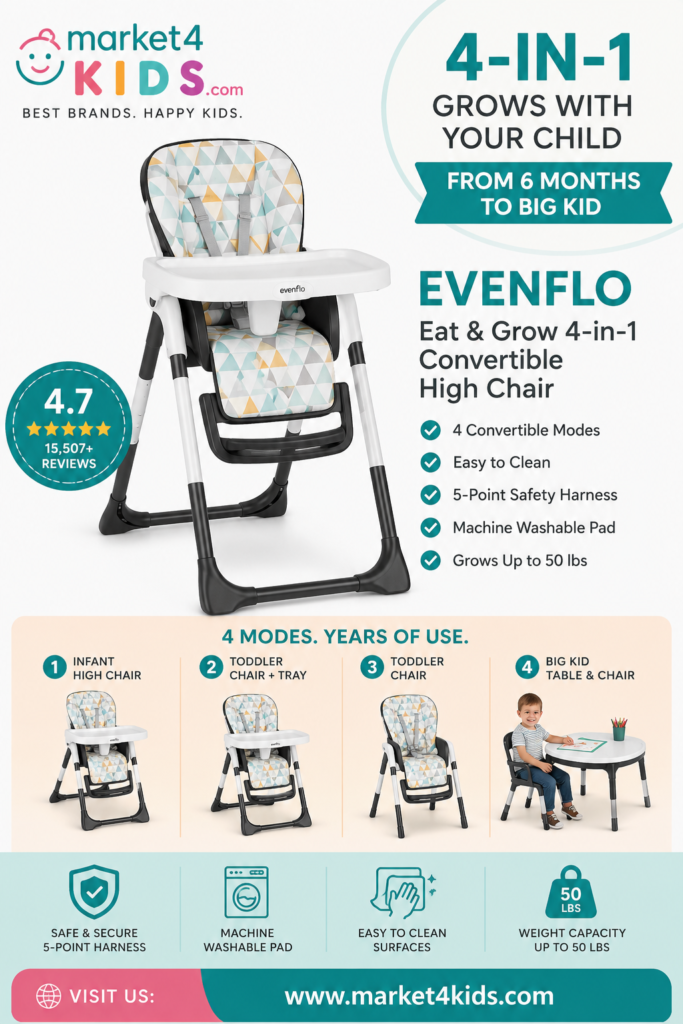 Evenflo Eat and Grow 4-in-1 Convertible High Chair market4kids.com