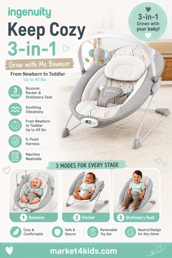 Ingenuity Keep Cozy 3-in-1 Baby Bouncer Market4kids.com